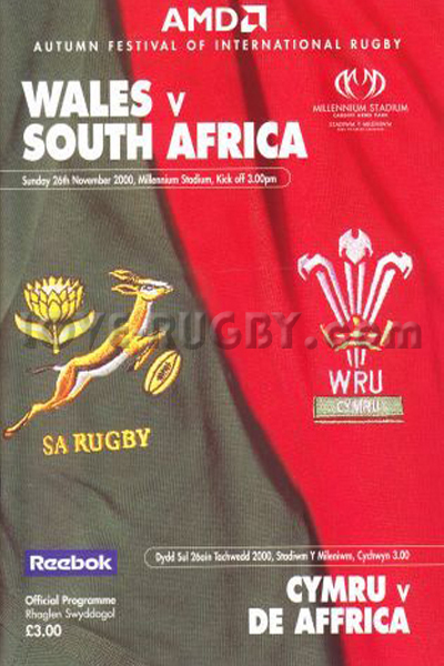 2000 Wales v South Africa  Rugby Programme